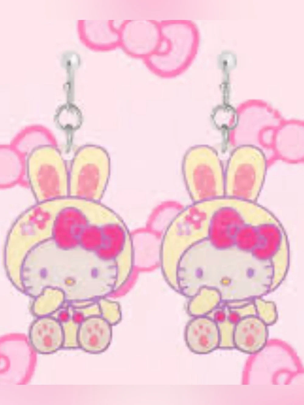 HELLO KITTY AND FRIENDS 🐰 CUTE GLITTERY EASTER BUNNY🐰 DANGLE EARRINGS 🌟NWT🌟